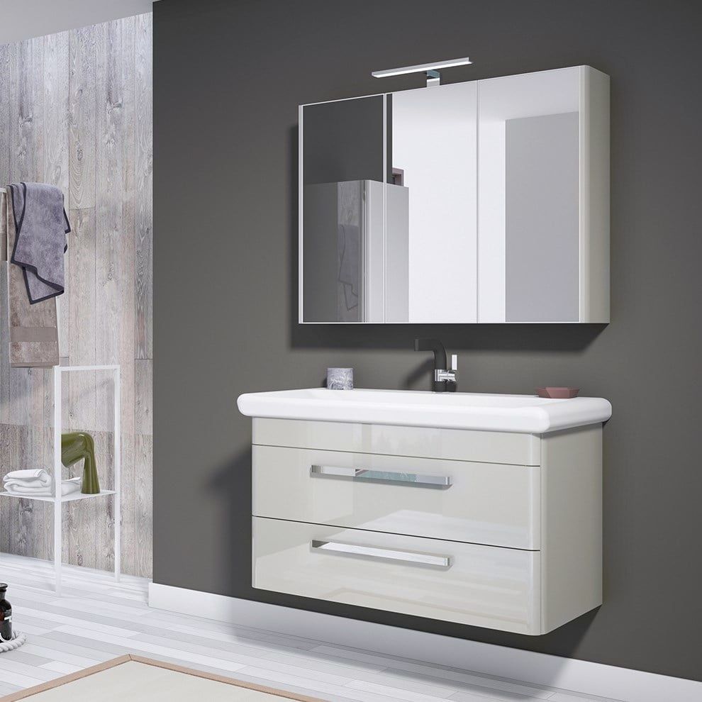 Orka Rose 100 cm Parlak Kaşmir Banyo Dolabı