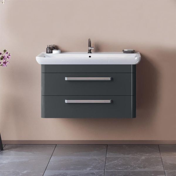 Orka Rose 80 cm Parlak Gri Banyo Dolabı