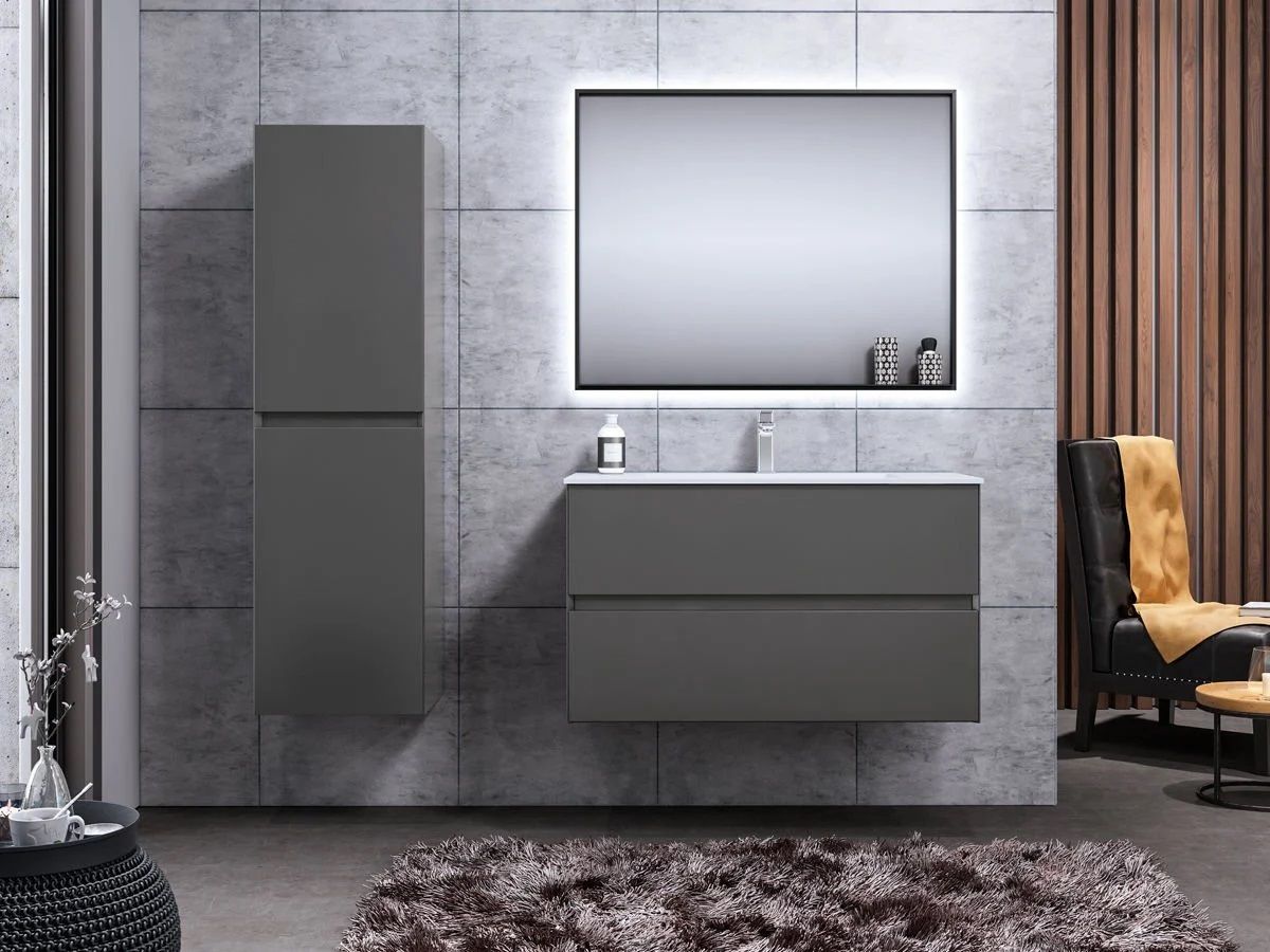 Orka Nest 120 cm Antrasit Banyo Dolabı