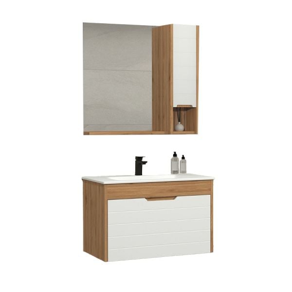 Aquanil Cento 85 cm  Banyo Dolabı Beyzade Beyaz Boy Dolaplı