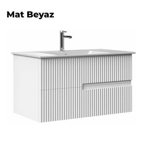 Orka Moonlight 120 cm Mat Beyaz Banyo Dolabı