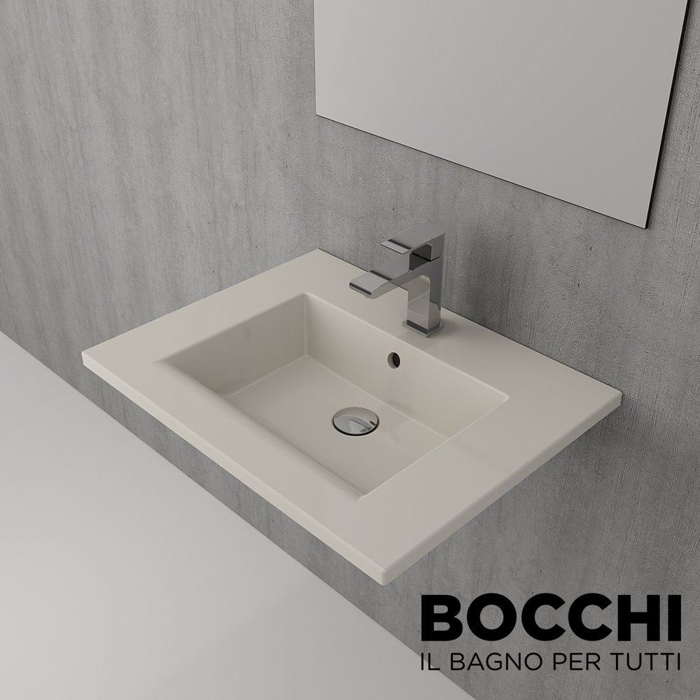 BOCCHI Milano Etajerli Lavabo 60 cm Parlak Bisküvi