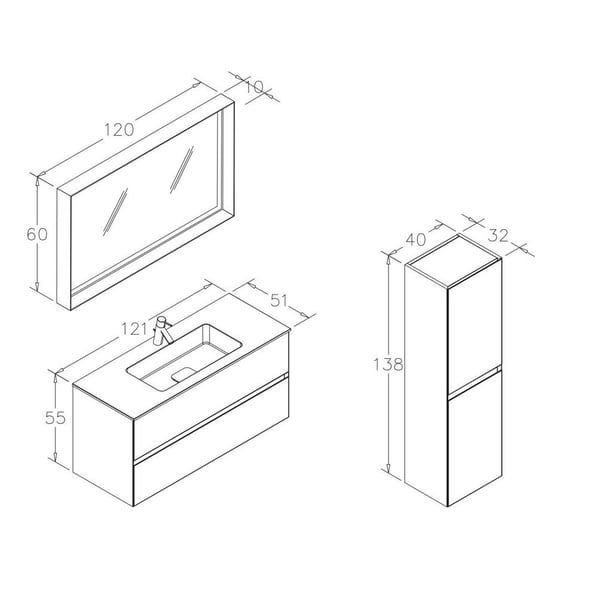 Orka Moonlight 120 cm Mat Gri Banyo Dolabı