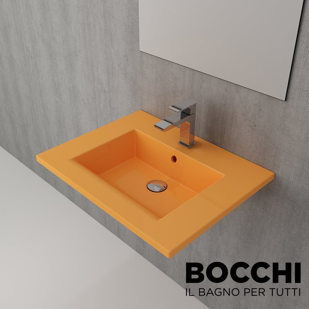 BOCCHI Milano Etajerli Lavabo 60 cm Mandalina Sarısı