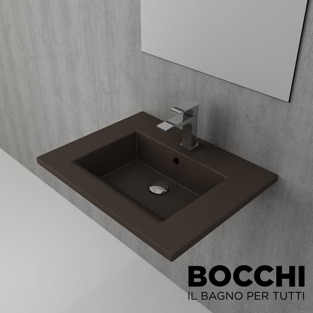 BOCCHI Milano Etajerli Lavabo 60 cm Mat Kahve