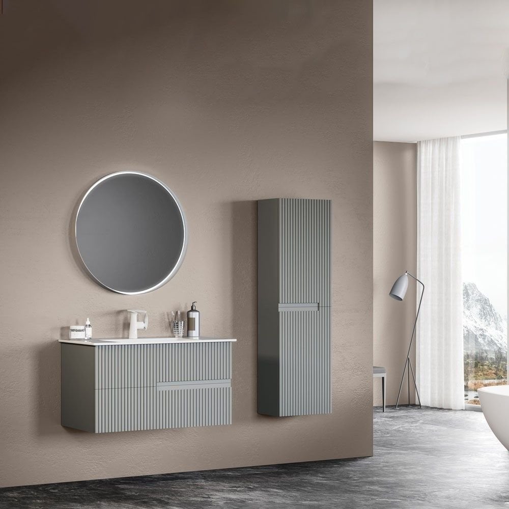 Orka Moonlight 90 cm Mat Gri Banyo Dolabı