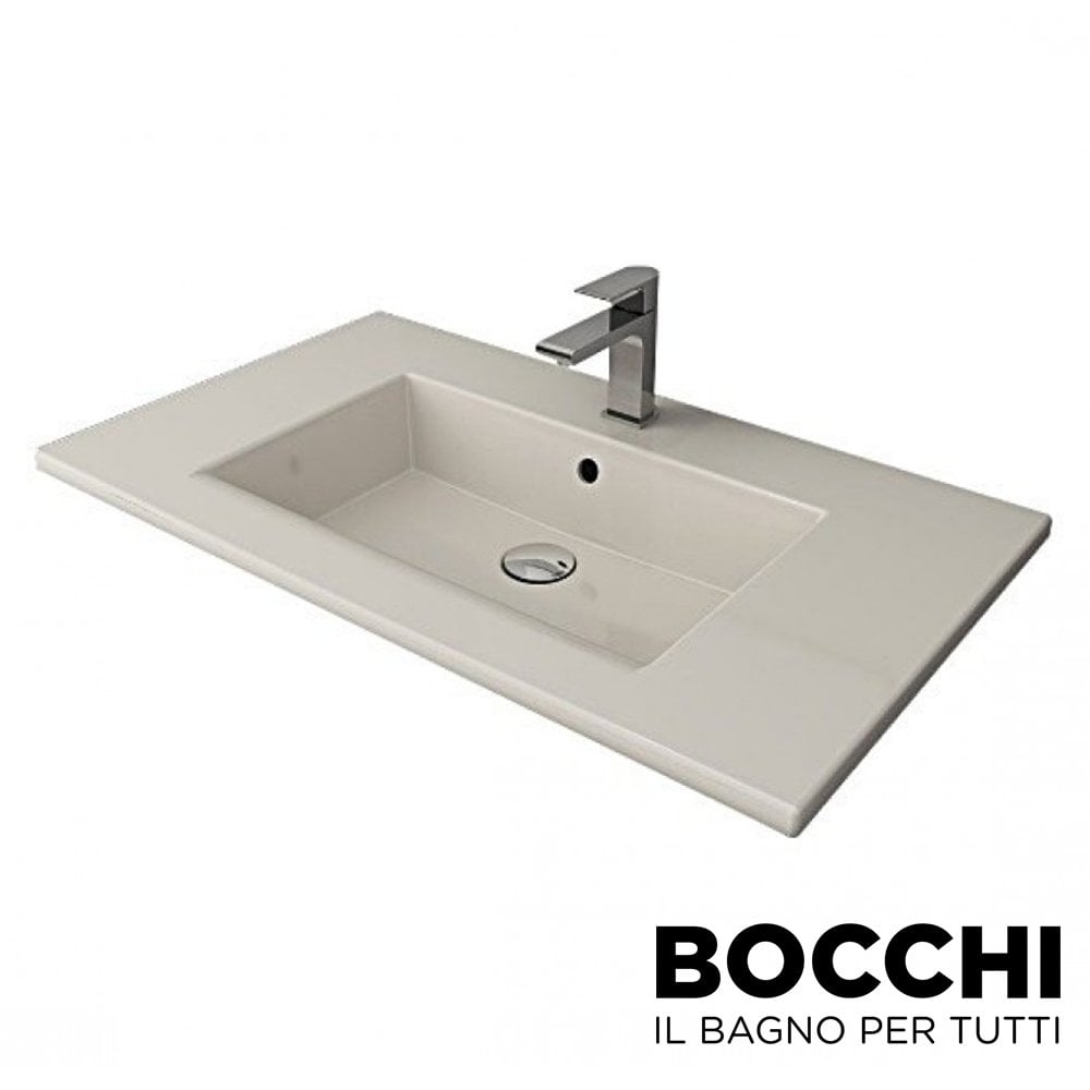 BOCCHI Milano Etajerli Lavabo 100 cm Parlak Bisküvi