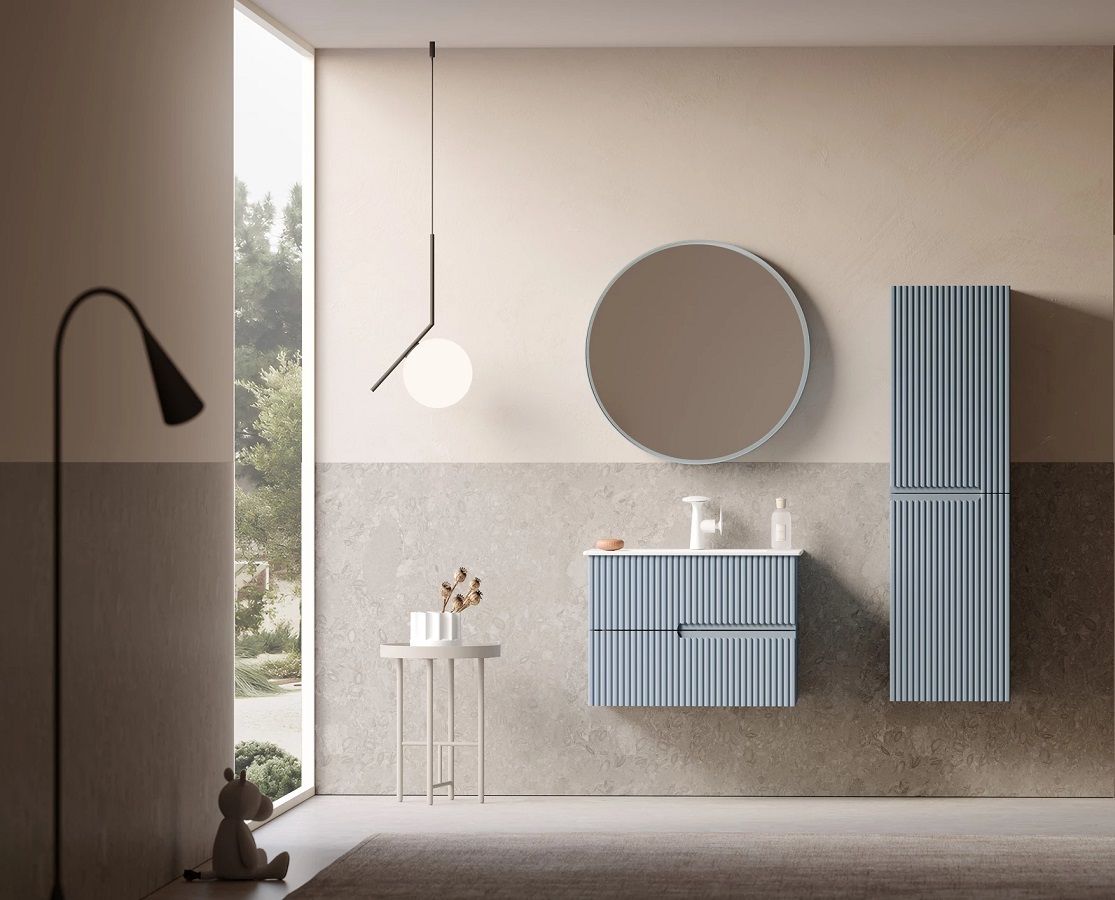 Orka Moonlight 70 cm Mat Açık Mavi Banyo Dolabı