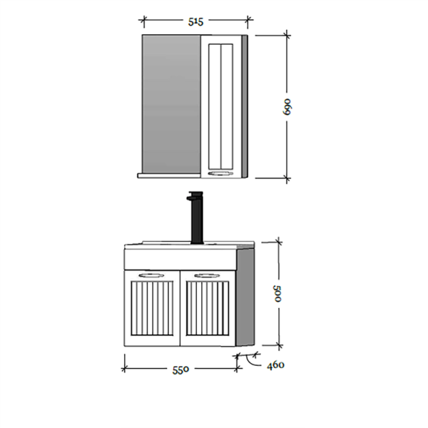 Bagnora Alya 55 cm Su Yeşili Banyo Dolabı