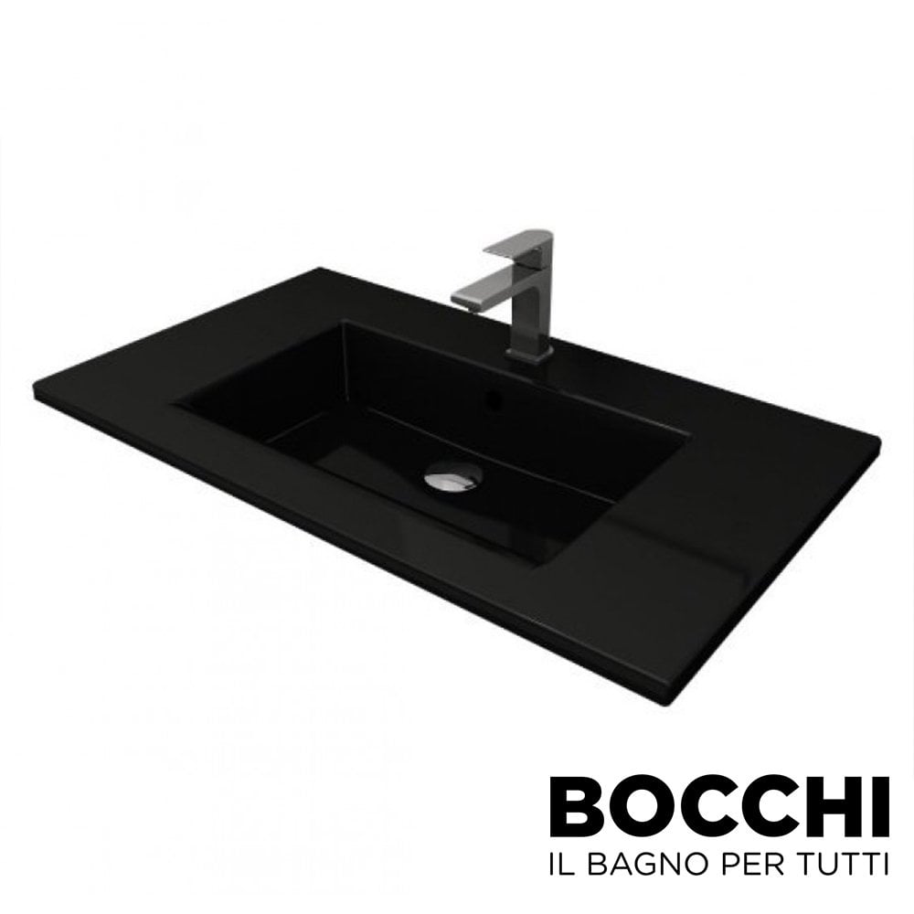 BOCCHI Milano Etajerli Lavabo 100 cm Parlak Siyah