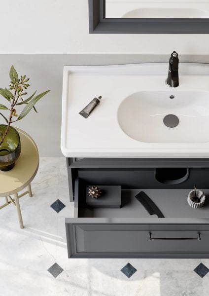 Orka Desıgn 105 cm Mat Antrasit Banyo Dolabı