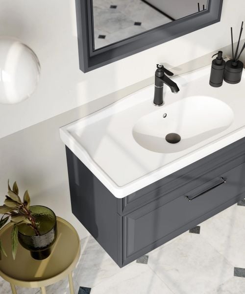 Orka Desıgn 105 cm Mat Antrasit Banyo Dolabı