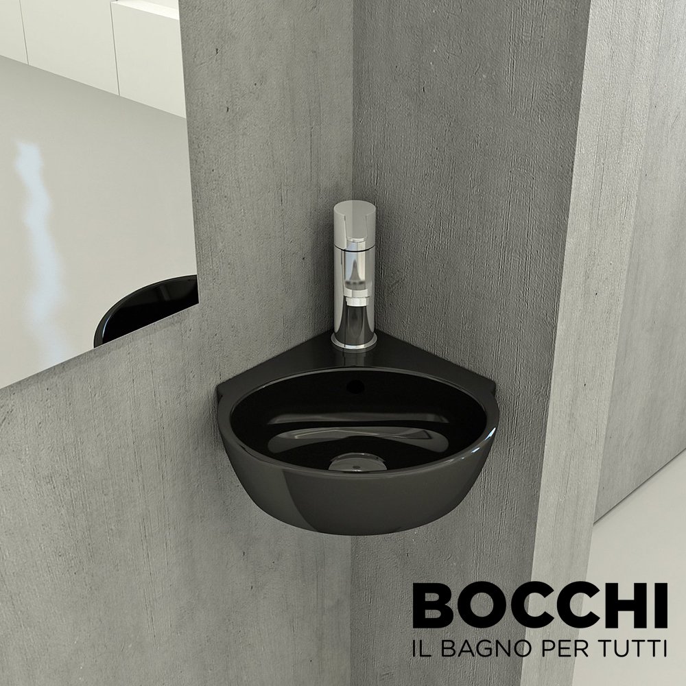 BOCCHİ Taormina Arch Köşe Lavabo 30 cm Parlak Siyah