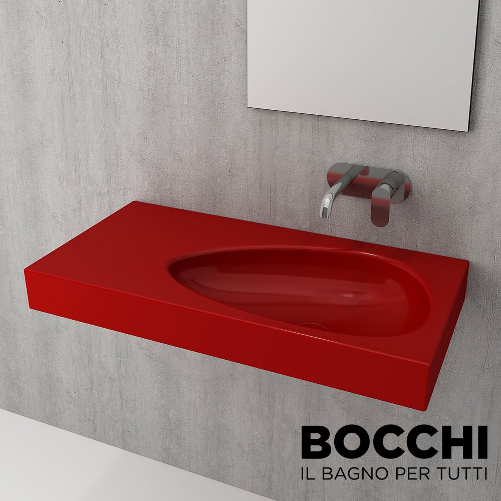BOCCHI Etna Etajerli Lavabo, 90 cm Parlak Kırmızı