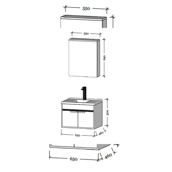 Bagnora Mare 65 cm Beyaz Banyo Dolabı