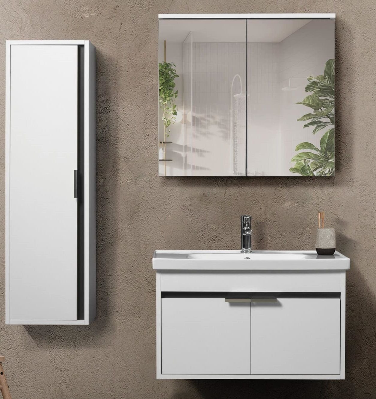 Bagnora Mare 80 cm Beyaz Banyo Dolabı