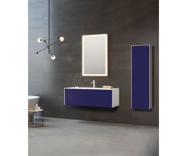 Orka Cube 80 cm Mat Lacivert Banyo Dolabı