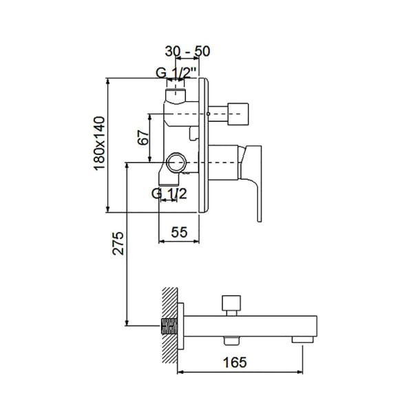 NEWARC - Aqua Ankastre Banyo Bataryası Valfsiz Gagalı 941131B