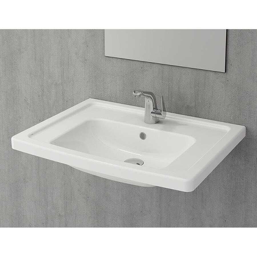 BOCCHI Taormina Pro Etajerli Lavabo, 66 cm, Parlak Beyaz
