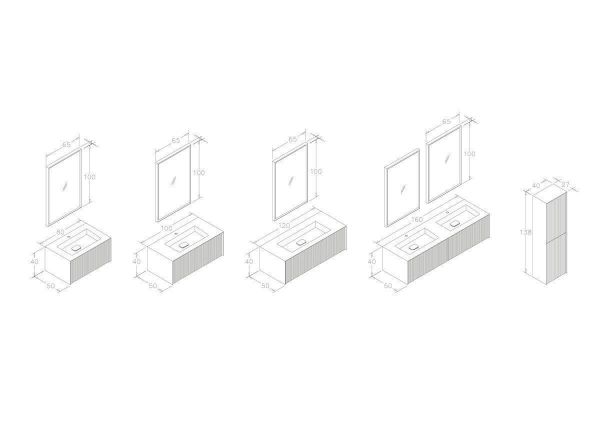 Orka Cube 160 cm Mat Vizon Banyo Dolabı