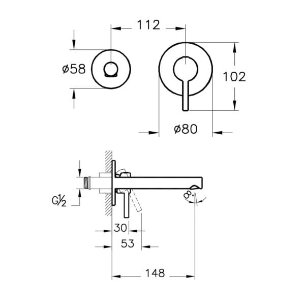Vitra Origin Ankastre Lavabo Bataryası Fırçalı Nikel