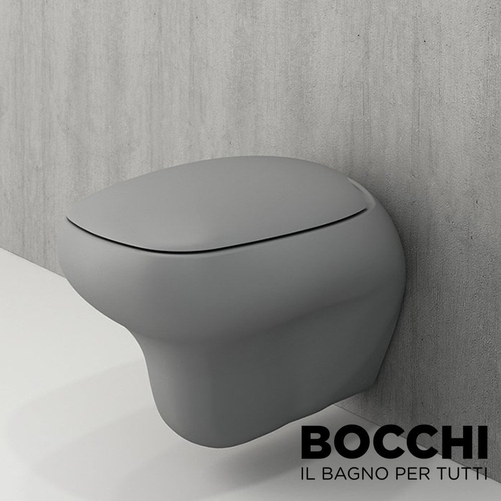 BOCCHI Fenice Asma Klozet, Mat Gri Klozet Kapağı Dahil