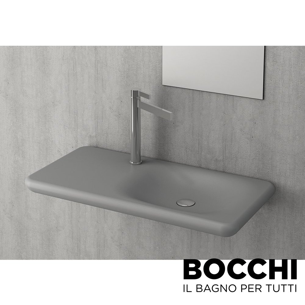BOCCHI Fenice Etajerli Lavabo, 90 cm, Mat Gri