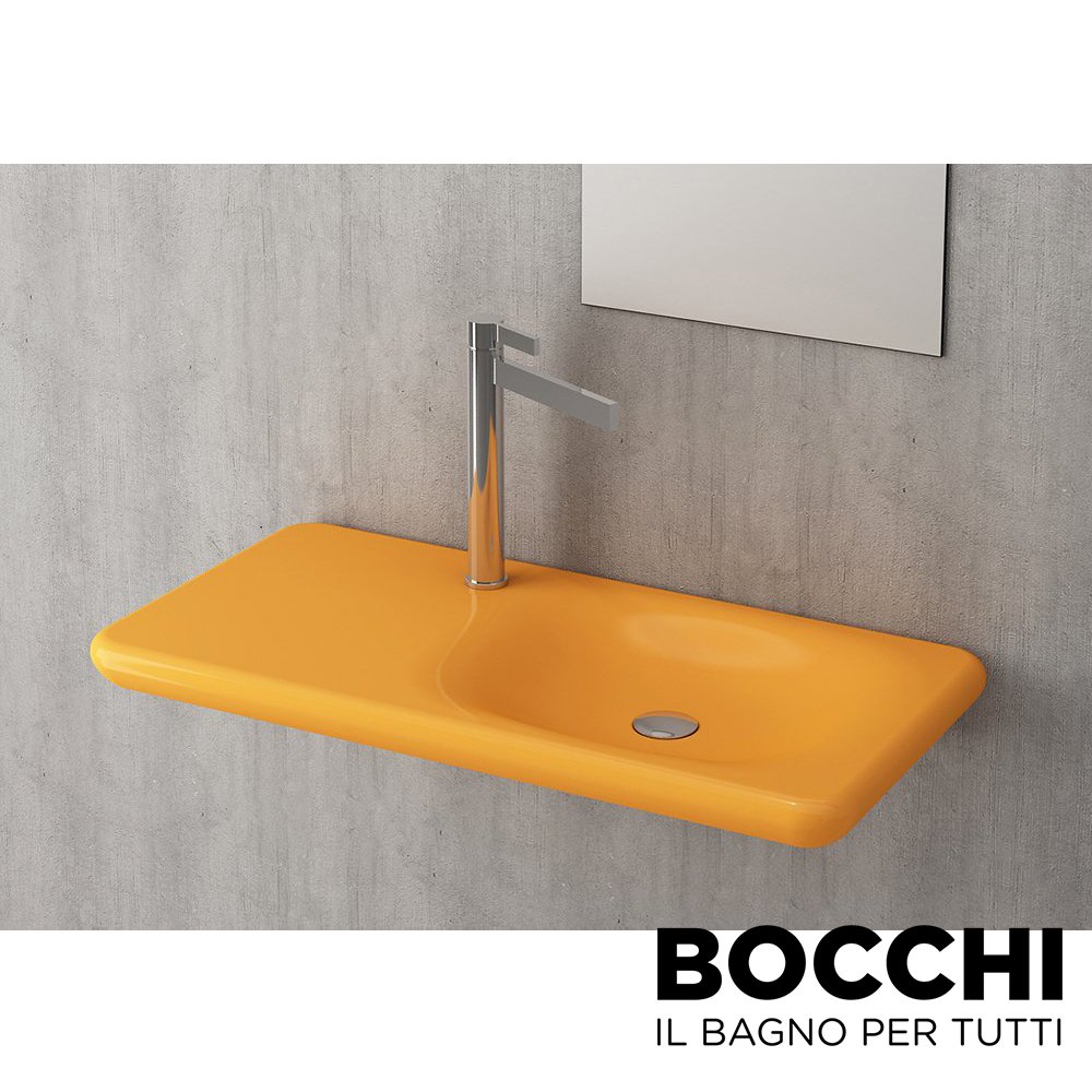 BOCCHI Fenice Etajerli Lavabo, 90 cm, Mandalina Sarısı