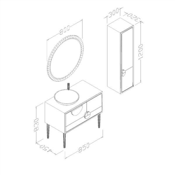 Aquanil  Bolivya 85 cm Dorado-Antrasit Banyo Dolabı