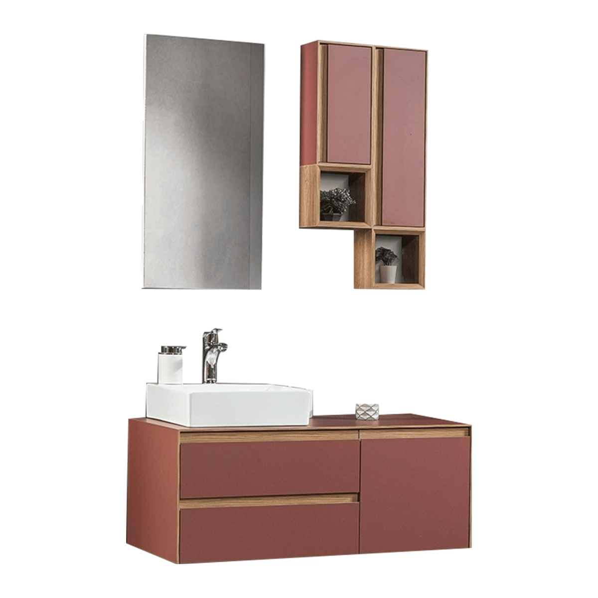 Bagnora Sharp Tile 120 cm Mdf Banyo Dolabı