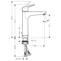 Hansgrohe Focus 190  Lavabo bataryası
