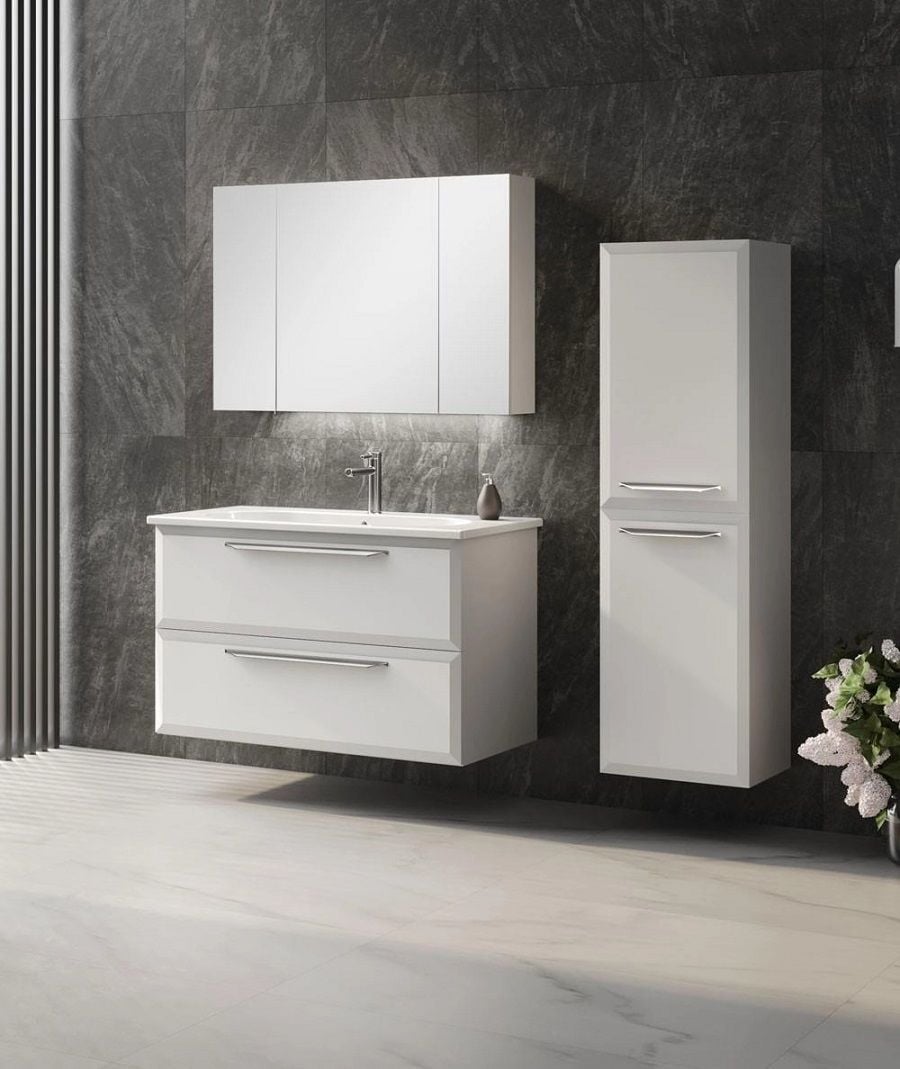 Orka Nuvola 100 cm Parlak Kaşmir Banyo Dolabı