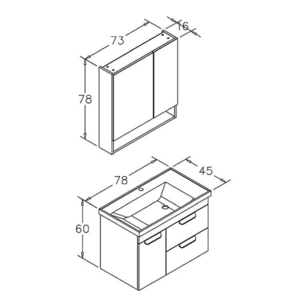 Orka Nova 80 cm Beyaz Banyo Dolabı