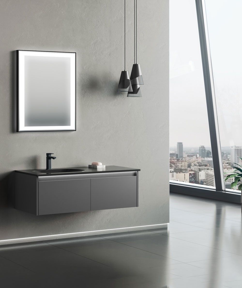 Orka Lisbon 110 cm Mat Antrasit Banyo Dolabı