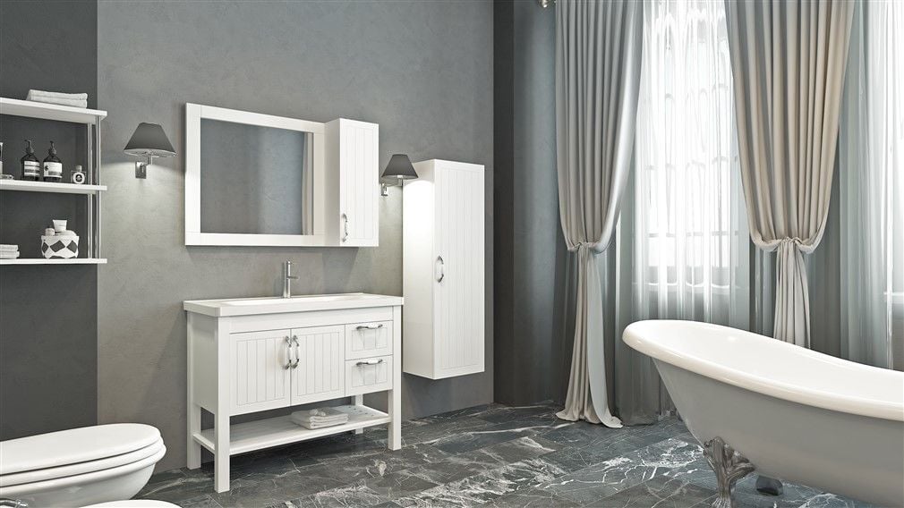 Aquanil Helen 100 cm  Banyo Dolabı Beyaz
