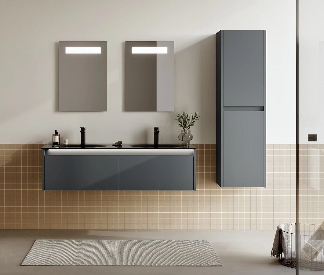 Orka Lisbon 132 cm Mat Gri Banyo Dolabı