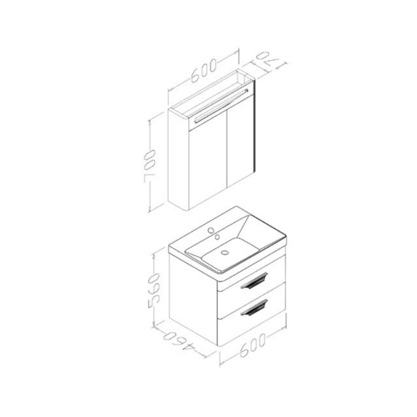 Aquanil Maria 60 cm  Banyo Dolabı Window Gri