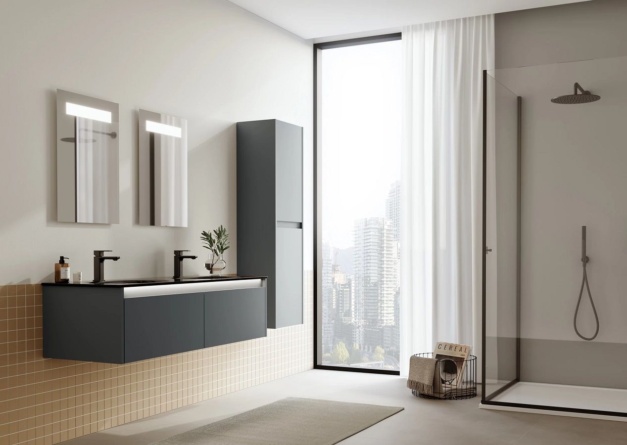 Orka Lisbon 132 cm Mat Antrasit Banyo Dolabı