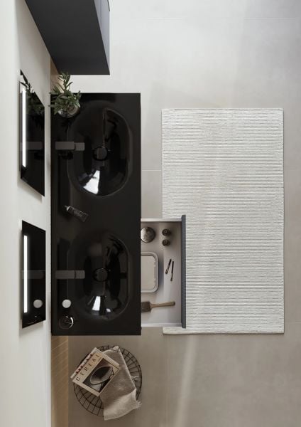 Orka Lisbon 132 cm Mat Antrasit Banyo Dolabı