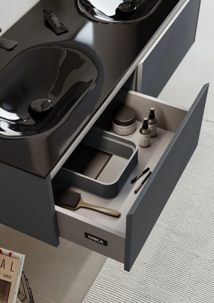 Orka Lisbon 132 cm Mat Antrasit Banyo Dolabı