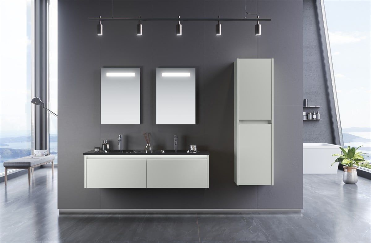 Orka Lisbon 132 cm Mat Kaşmir Banyo Dolabı