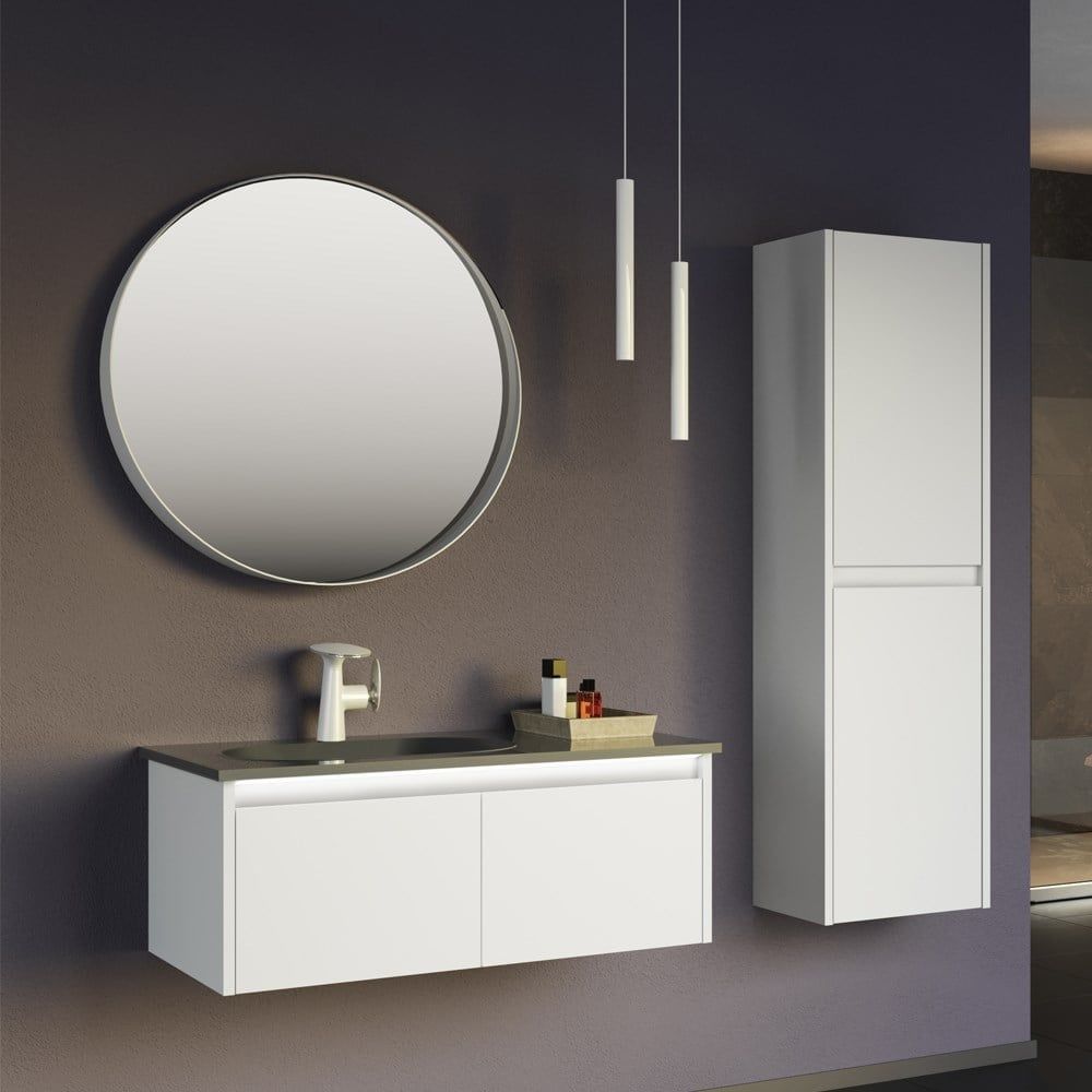 Orka Lisbon 90 cm Mat Beyaz Banyo Dolabı