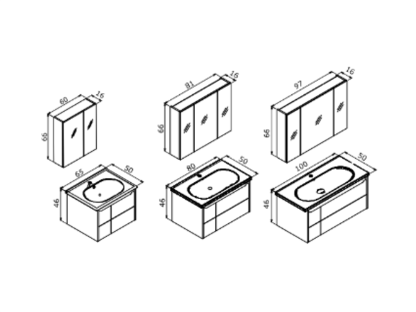 Orka Likya 100 cm Mat Antrasit Banyo Dolabı