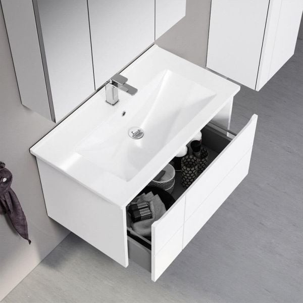 Orka Likya 80 cm Mat Beyaz Banyo Dolabı