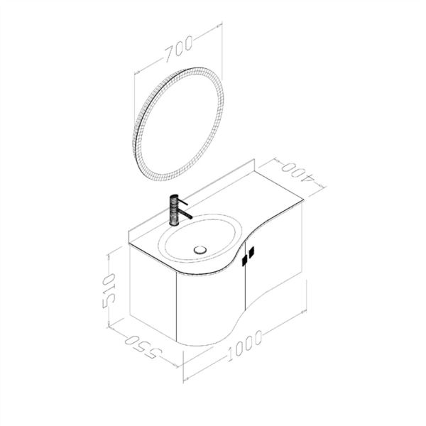 Aquanil Verso 100 cm Antrasit Banyo Dolabı