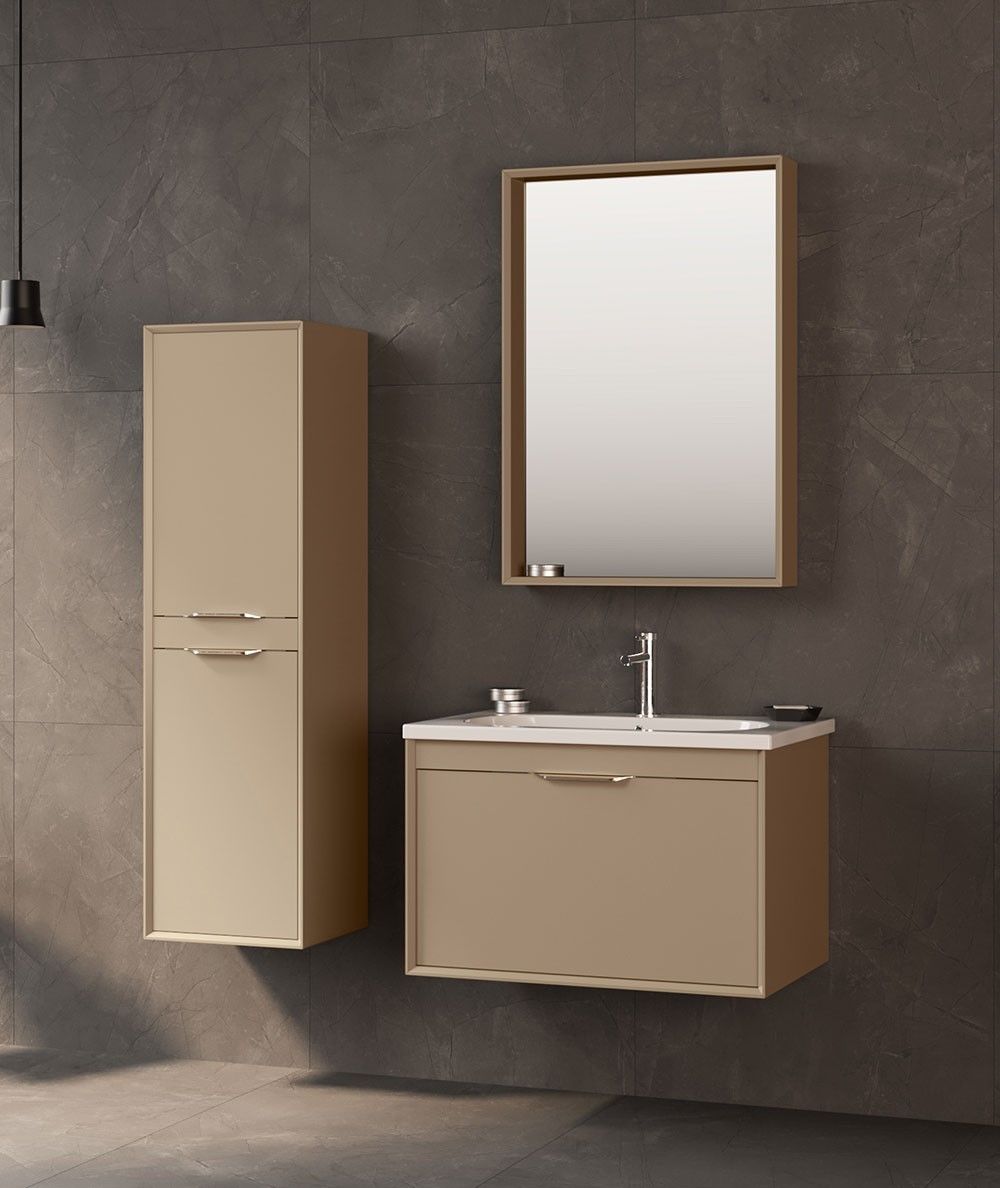 Orka Clay 100 cm Sahra Tek Çekmeceli Banyo Dolabı