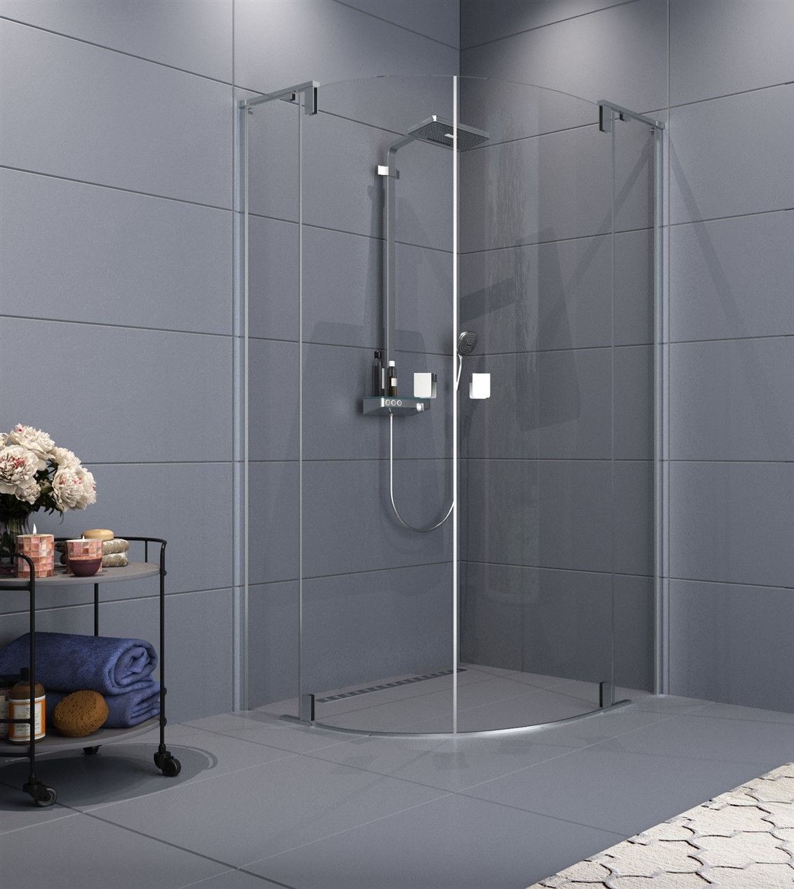 Aquanil Raum 120x120 Oval Krom Duşakabin