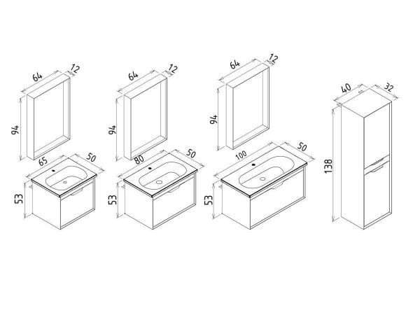 Orka Clay 65 cm Sahra Tek Çekmeceli Banyo Dolabı