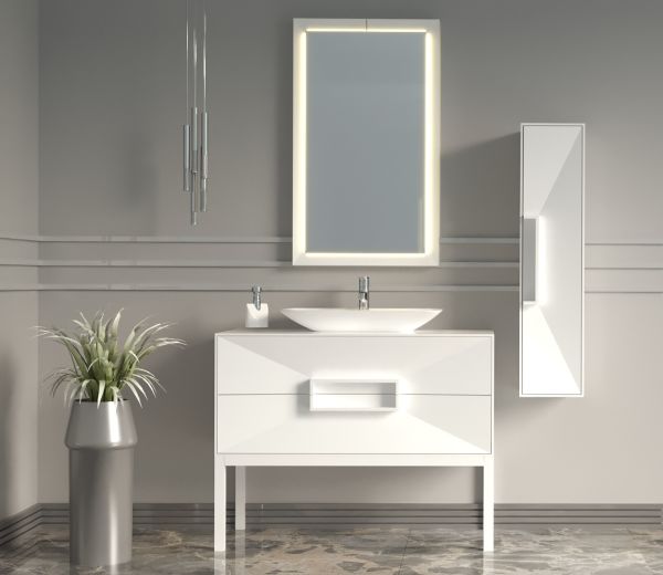 Aquanil Omente 100 cm Beyaz Banyo Dolabı