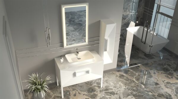 Aquanil Omente 100 cm Beyaz Banyo Dolabı